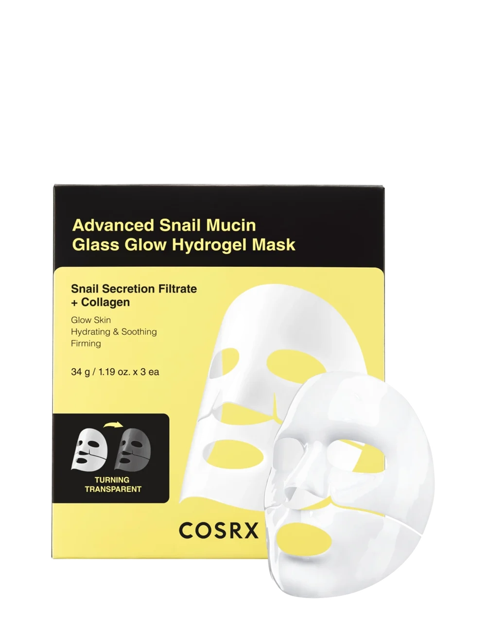 COSRX - Advanced Snail Mucin Glass Glow Hydrogel Mask - 34 g (x 3 pcs)